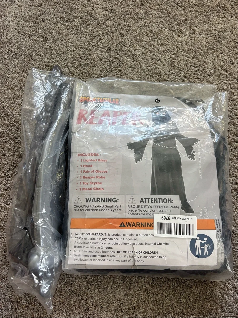 NWT Spooktacular Creations Grim Reaper Costume Child Medium 8-10 New In Package